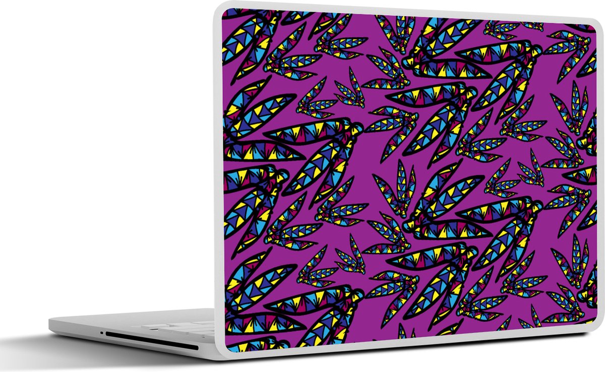 Laptop sticker - 13.3 inch - Veren - Patroon - Pluimen - Paars - 31x22,5cm - Laptopstickers - Laptop skin - Cover