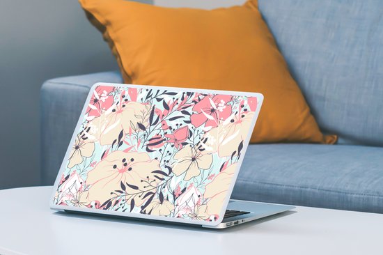 Autocollant pour ordinateur portable - 14 pouces - Vintage - Bloem - Rose - Motifs - 32x5x23x5cm - Autocollants pour ordinateur portable - Peau pour ordinateur portable - Couverture