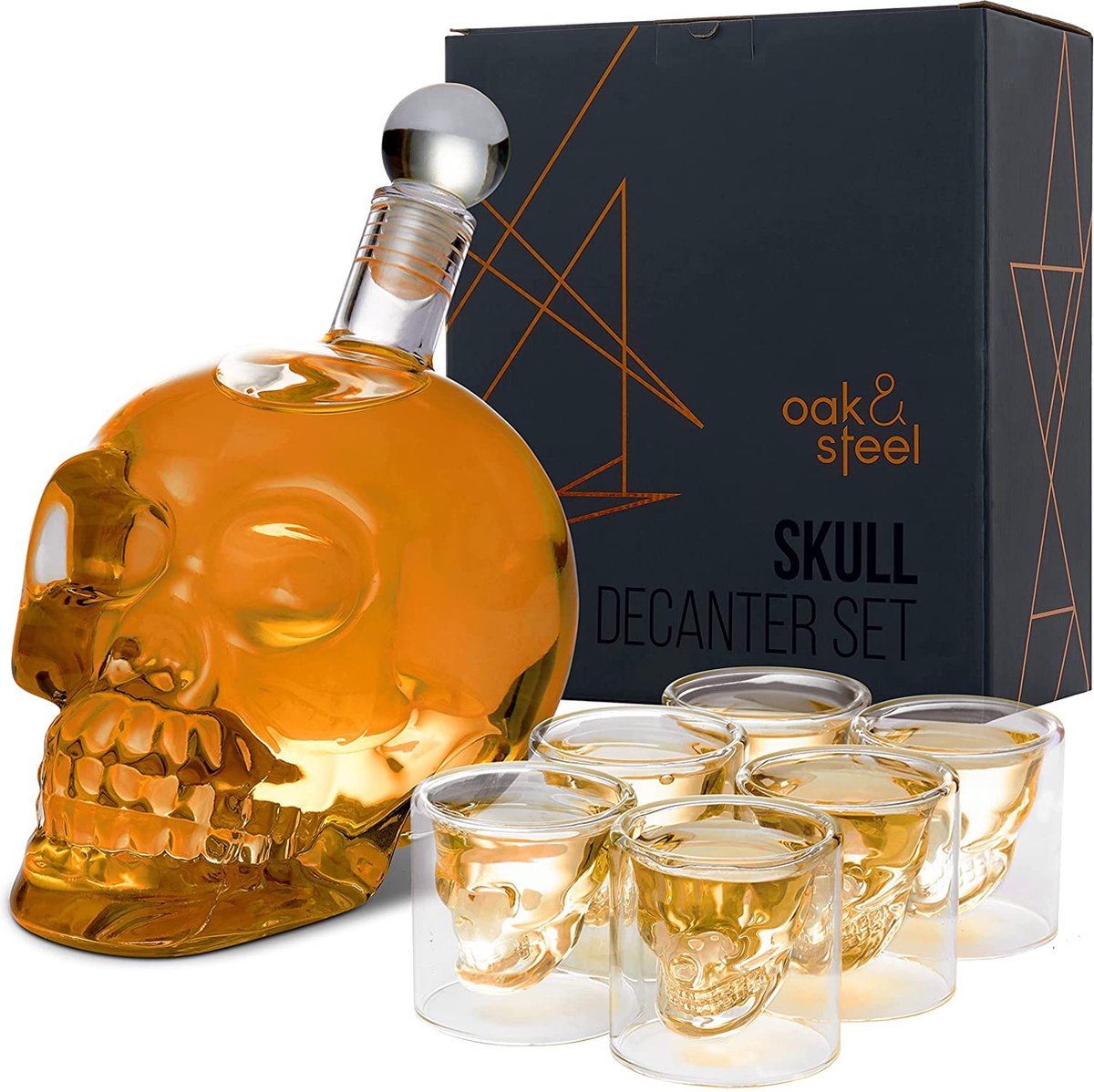 Doodskop Whiskey Karaf (500ml) met 6 Skull