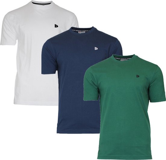 T-shirt Donnay (599008) - Lot de 3 - Chemise de sport - Homme - Taille XXL - Wit/Marine/Vert forêt (431)