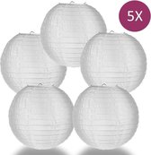 5 stuks Nylon lampion wit 35 cm - onverlicht - weerbestendig