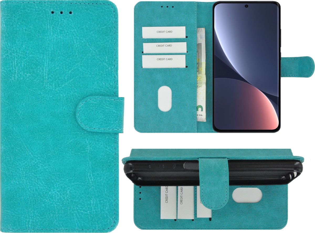 Pearlycase hoesje Geschikt voor Xiaomi 12 Pro - Kunstleer Book Case - Turquoise