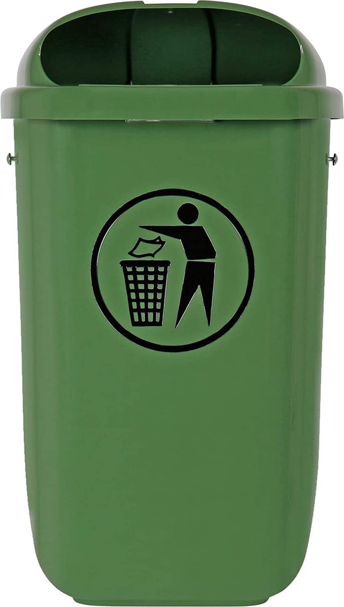 STIER afvalbak met regenhoes, inhoud: 50 L, kleur: groen
