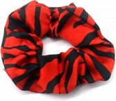 Scrunchie Haarelastiek Zebra Print Zwart Rood