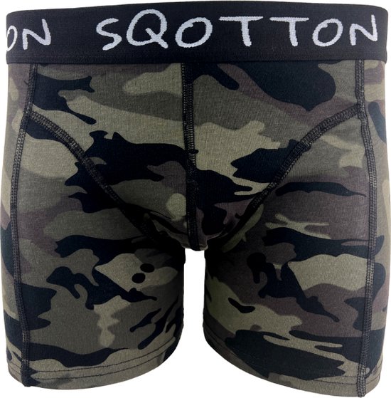 Boxershort - SQOTTON® - Camouflage - Kaki - Maat M