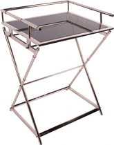 Baroque - Tafel - Tafel Butlertray RVS - 85x60x50 - Steel+glass