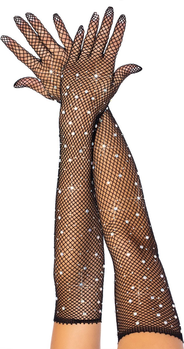 Rhinestone opera length gloves