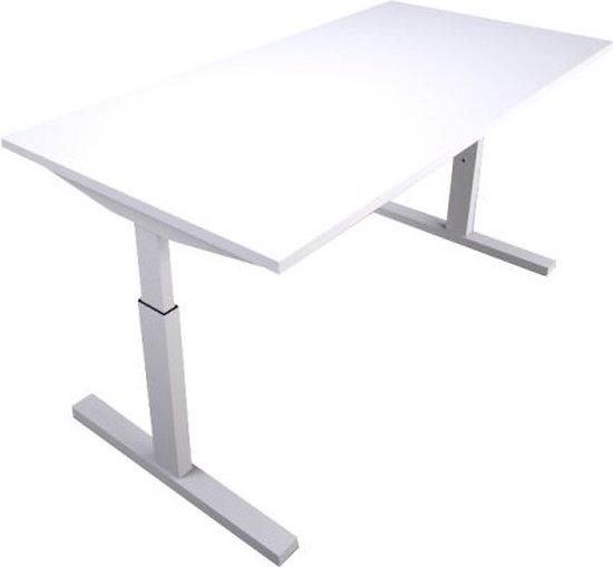 Offeco  Bureau Lobo  - Verstelbaar - Bureaus - Bureau - Kantoormeubels - Game bureau - height adjustable desk - Gaming desk - computertafel - Thuiswerken - 120x80cm - Wit - Wit-- blad-  onderstel- x80