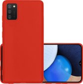 Hoes Geschikt voor Samsung A03s Hoesje Cover Siliconen Back Case Hoes - Rood
