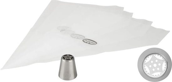 LdawyDE Wegwerp spuitzak 50 stuks 52 cm extra grote dikke wegwerpspuitzakken met roestvrijstalen spuitmonden taartkoppeling, professionele wegwerpspuitzak voor koekjes, cupcakes, desserts, cake