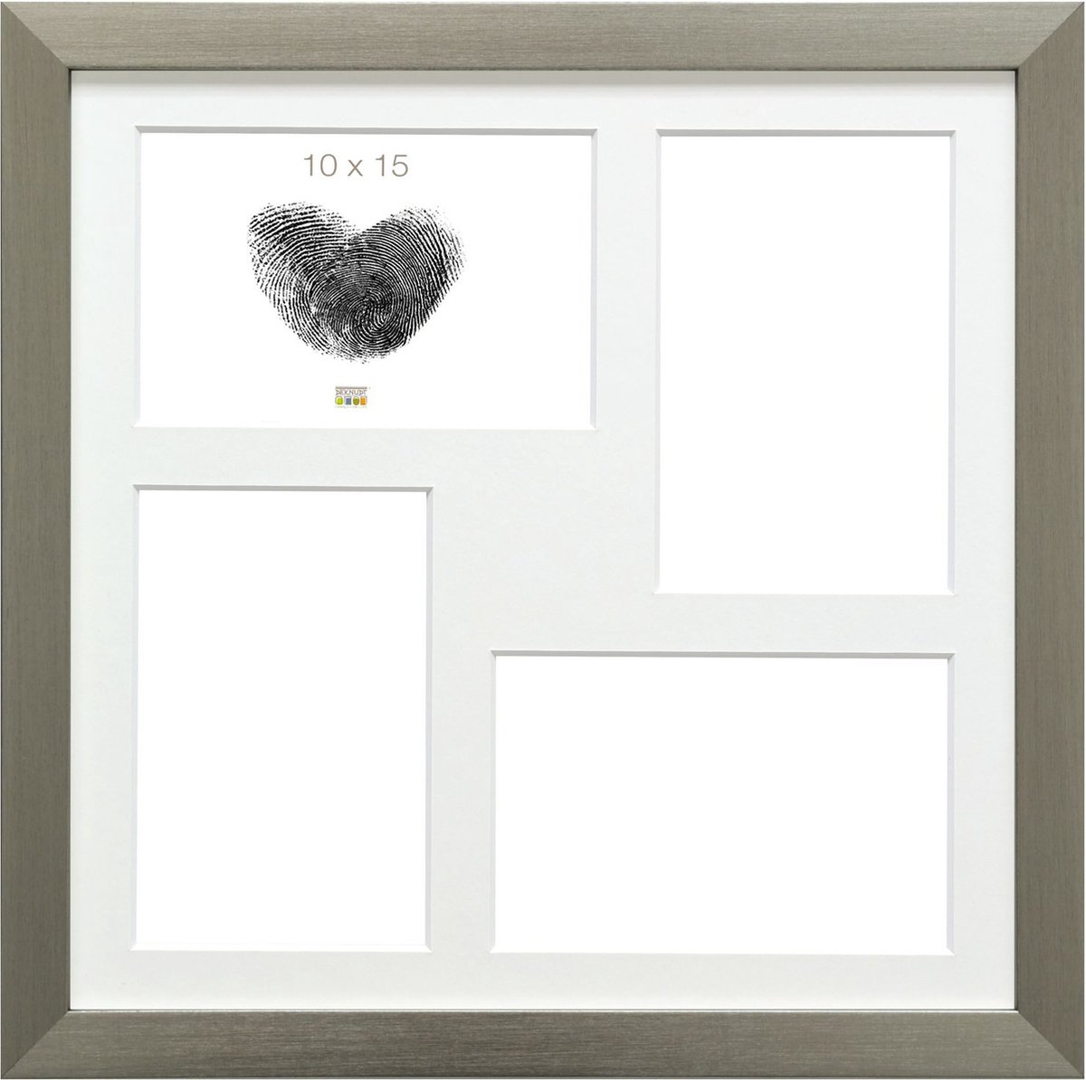 Deknudt Frames multifotolijst - zilver kleur - collagelijst voor 4 foto's 10x15 cm - met passe-partout