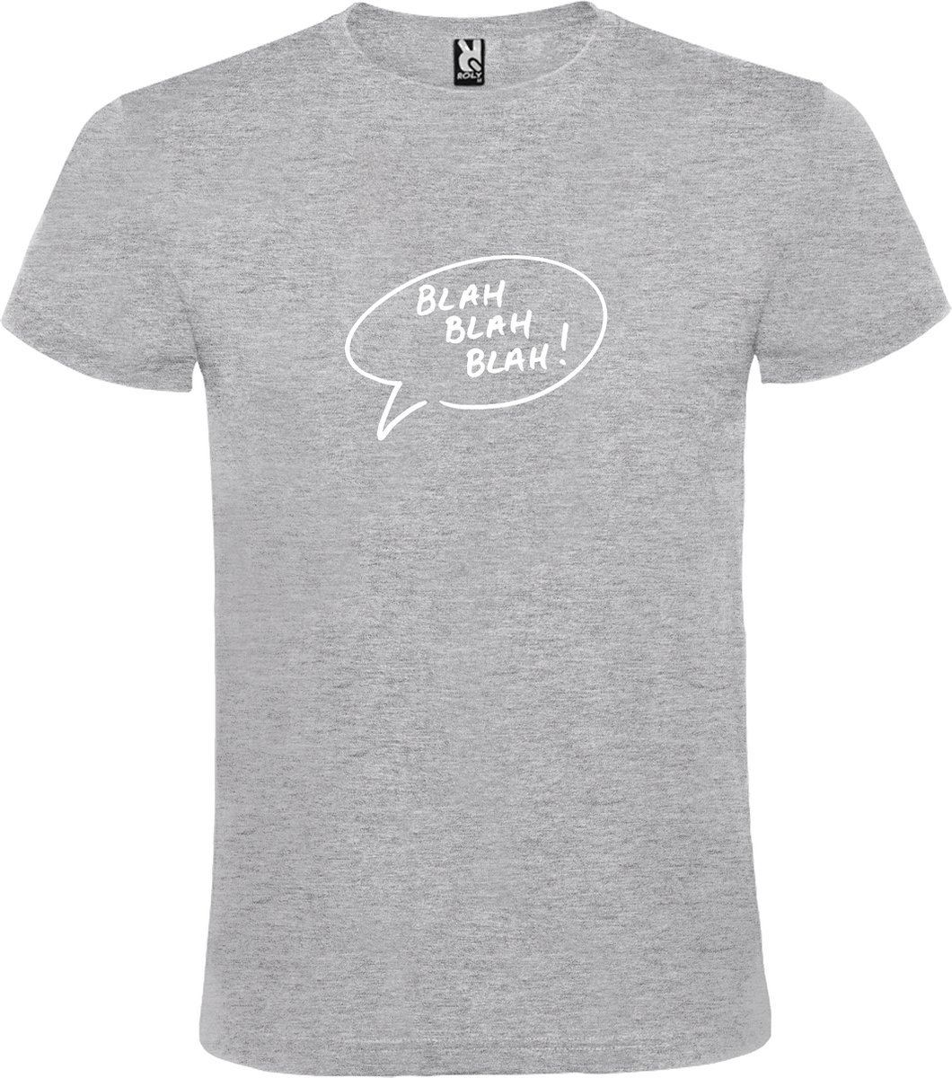 Grijs T-shirt ‘Blah Blah Blah!’ Wit Maat XXL