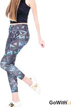 Dames Legging | leggen met kleurblok | hoog sluitend |elastische band |sport legging | yoga legging | fitness legging | kleur: licht blauw; grijs | Maat: M