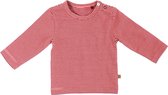 MXM Baby Longsleeve- Roze- Katoen- T-shirt lange mouw- Bordeaux- Gestreept- Maat 56