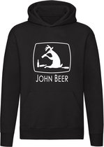 Hoodie L - John Beer | Bier | Drank | Feest | Festival | Boer | Trekker Traktor | Grappig | Cadeau | Unisex | Trui | Sweater | Hoodie | Capuchon | Zwart