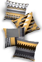 Sierkussens set 4 stuks - INCLUSIEF BINNENKUSSENS 45x45 cm - zwart - grijs - wit  - dubbelzijdig bedrukt - kussensloop - kussens woonkamer - kussenhoes