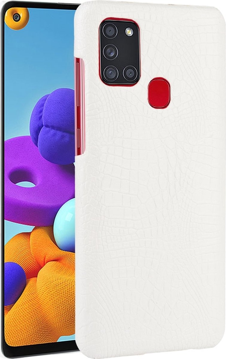 Mobigear Hoesje geschikt voor Samsung Galaxy A21s Telefoonhoesje | Mobigear Croco Backcover | Galaxy A21s Case | Back Cover - Wit