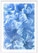 Poster Met Witte Lijst - Blauwe Bloemen Poster