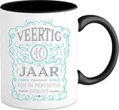 40 Jaar Legendarische Gebrouwen Mok met tekst | Blauw - Zilver | Grappig Verjaardag Beker Cadeau | Bedrukte Mokken | Zwart | 330 ML