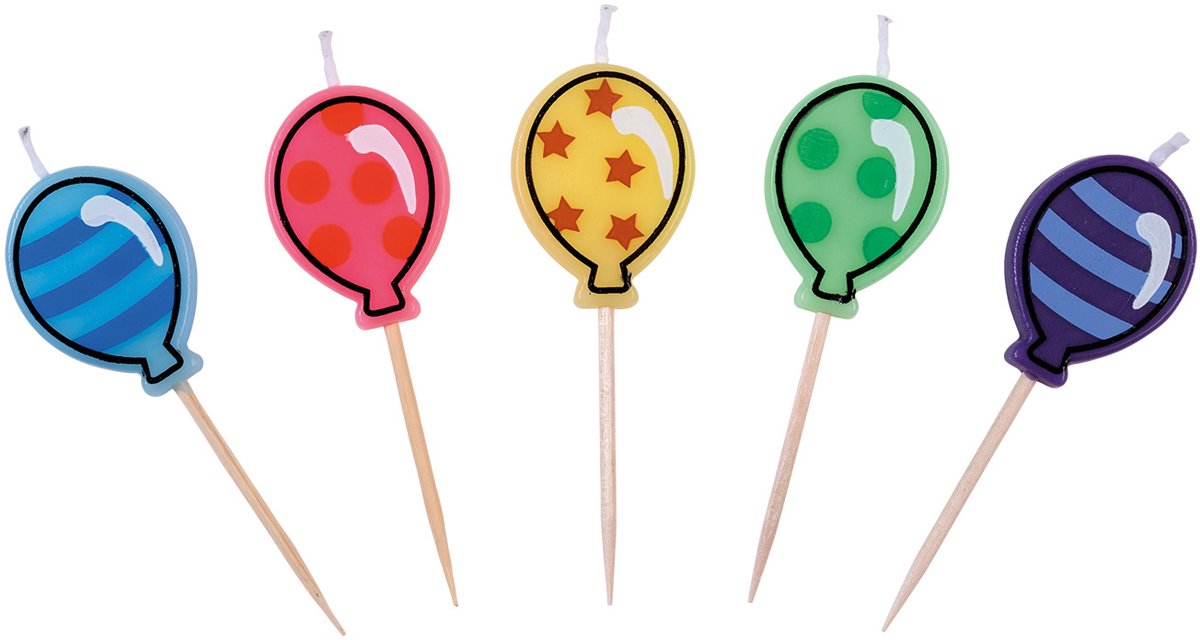 Tib Verjaardagskaarsen Ballonnen 7 Cm Wax 5 Stuks
