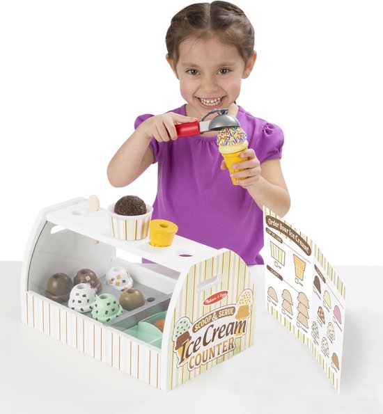 Thumbnail van een extra afbeelding van het spel Melissa & Doug Houten ijscorner Scheppen en serveren - Fantasiespel - Speelgoedeten - Houten Speelgoed - Montessori Speelgoed - Speel Eten ijs speelgoed - 3+ - Cadeau voor jongens en meisjes