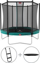 BERG Favorit Trampoline - Rond - Op poten - 330cm - met veiligheidsnet - Groen - incl. ladder en afdekhoes