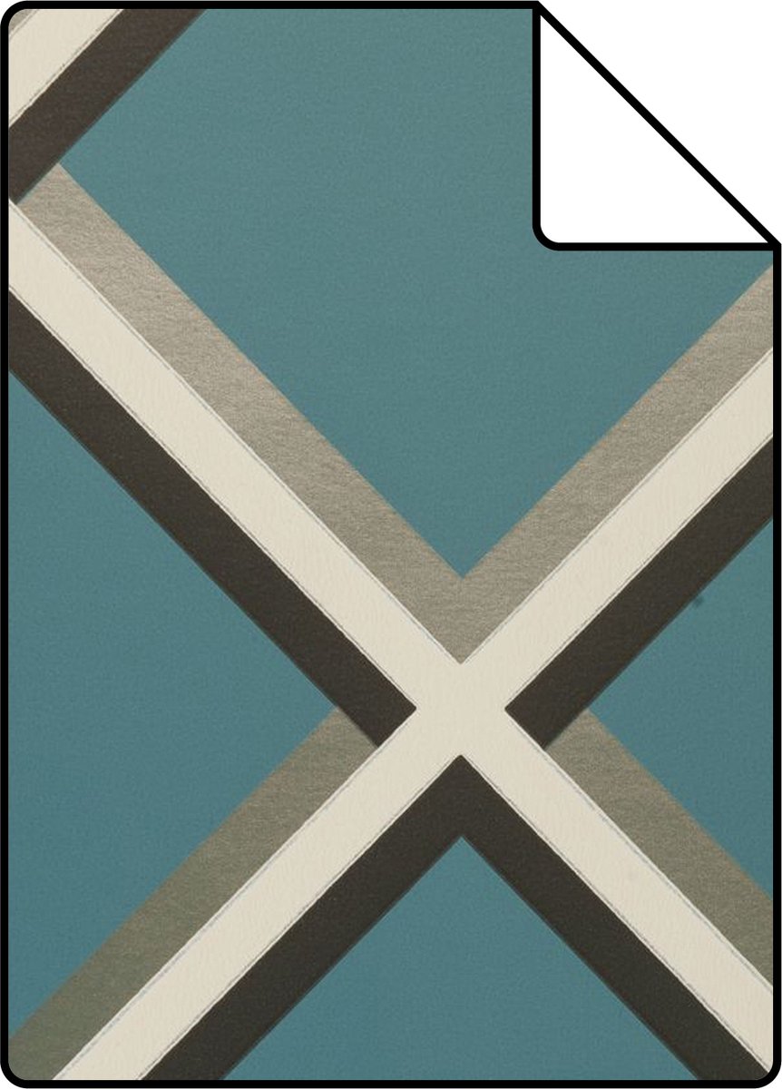 Proefstaal Origin Wallcoverings behang geometrische vormen petrolblauw - 26.5 x 21 cm - 307130-S