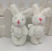 Konijntjes - Mini bunny's - 2stuks - Pluche konijnen - Pasen - 6CM - Bunnies - Wit - Kleine konijnen knuffels