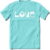 Cat Love - Katten T-Shirt Kleding Cadeau | Dames - Heren - Unisex | Kat / Dieren shirt | Grappig Verjaardag kado | Tshirt Met Print | - Licht Blauw - L