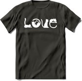 Cat Love - Katten T-Shirt Kleding Cadeau | Dames - Heren - Unisex | Kat / Dieren shirt | Grappig Verjaardag kado | Tshirt Met Print | - Donker Grijs - S
