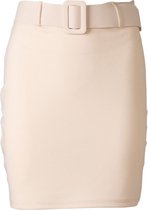 Dames korte rok met afneembare riem - beige | Maat M (2XL)