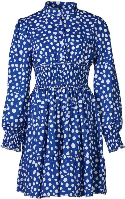 blauwe panterprint jurk