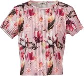 Meisjes plisse shirt korte mouwen - lila | Maat 128/ 8Y