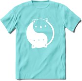 Ying Yang Kat - Katten T-Shirt Kleding Cadeau | Dames - Heren - Unisex | Dieren shirt | Grappig Verjaardag kado | Tshirt Met Print | - Licht Blauw - M