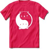 Ying Yang Kat - Katten T-Shirt Kleding Cadeau | Dames - Heren - Unisex | Dieren shirt | Grappig Verjaardag kado | Tshirt Met Print | - Roze - M