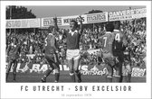 Walljar - FC Utrecht - SBV Excelsior '79 - Zwart wit poster met lijst