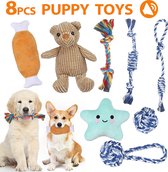 8 Stuks-Wasbaar Katoen Hondenspeelgoed Piepspeelgoed-Hondentouwen hondenspeeltjes-Puppyspeelgoed-Niet Toxi