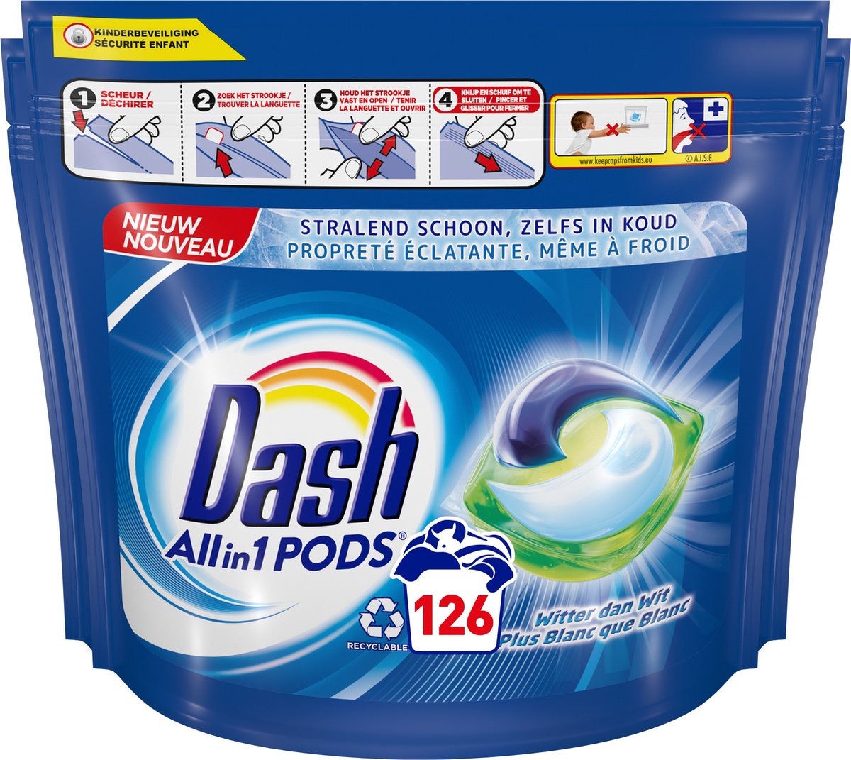 Dash Regular All-in-1 capsule lessive blanc 13 pièces