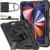 Hoes met ingebouwde Screenprotector Geschikt voor Apple iPad Pro 12.9 | Inclusief Handriem en Schouderriem | Extreme bescherming | Ideaal voor zakelijk gebruik