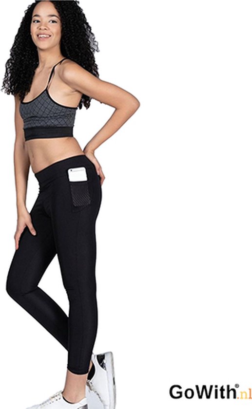 Dames Legging | leggen met zakje | hoog sluitend |elastische band |sport legging | yoga legging | fitness legging | kleur: zwart | Maat: XS
