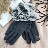 eCarla Dames Winter Handschoenen – Kunstbont met Touchscreen Tip - Grijs