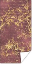 Poster Bloemen - Bladeren - Gold - 60x120 cm