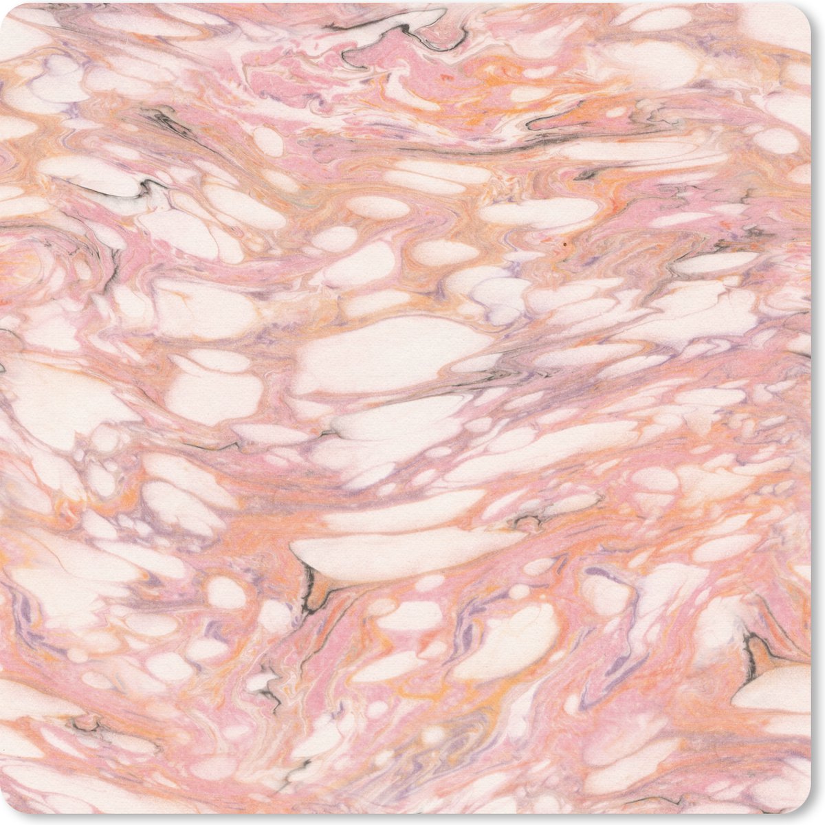 Muismat 30x30 cm - Mousepad Marmer - Roze - Bellen - Muismatten
