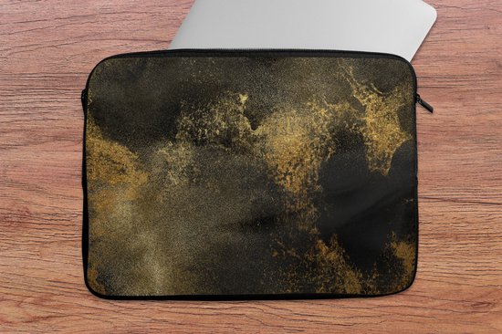 Housse pour ordinateur portable 13 pouces - Or - Abstrait - Peinture - Zwart - Housse pour ordinateur portable