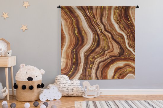 Tapisserie - Tissu mural - Marbre - Doré - Marron - 120x120 cm - Tapisserie