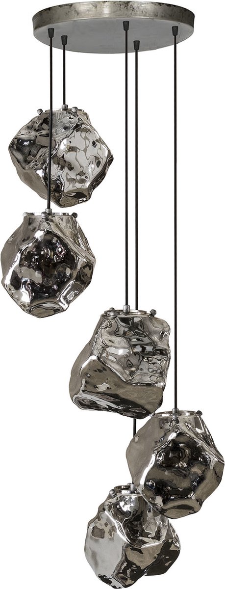 Ice - Hanglamp - mondgeblazen glas - metalen armatuur - 5 lichtpunten