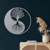 Wanddecoratie |Yin Yang decor | Metal - Wall Art | Muurdecoratie | Woonkamer |Zilver| 45x45cm
