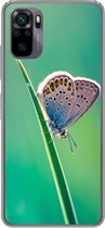 Geschikt voor Xiaomi Redmi Note 10 hoesje - Vlinder - Gras - Licht - Siliconen Telefoonhoesje