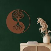 Wanddecoratie |Yin Yang decor | Metal - Wall Art | Muurdecoratie | Woonkamer |Bruin| 90x90cm