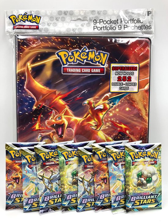 Afbeelding van het spel Pokémon Sword & Shield Brilliant Stars - Boosterpack 8x - Verzamelmap 9 pocket